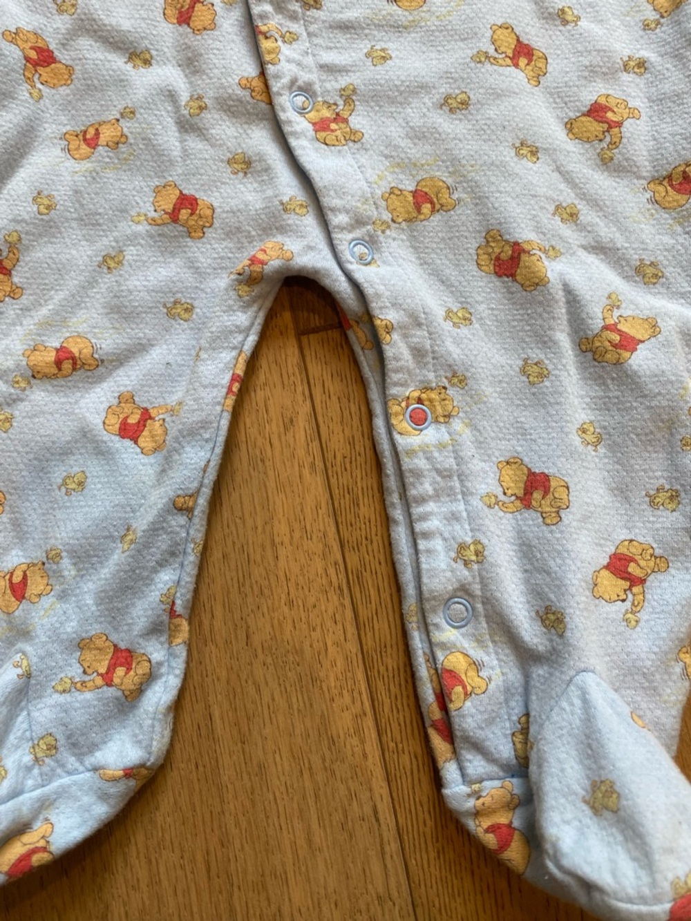 Vintage Disney Light Blue Winnie the Pooh Footed One-Piece With Collar - Picture 4 of 6